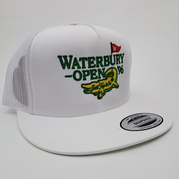 Waterbury 96' All White Flat Bill Yupoong Snapback Hat Cap - Picture 4 of 4